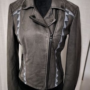 Express small petite faux leather gray jacket